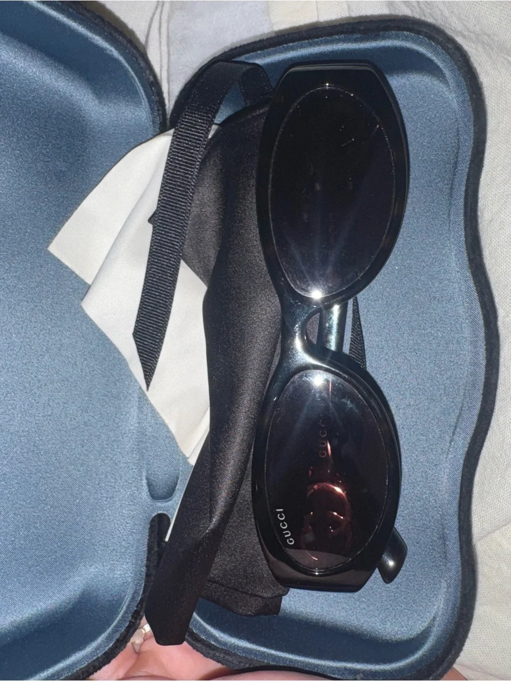 Gucci Black Oval Women's Sunglasses